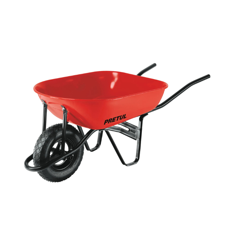 Carretilla 5.5 ft3 roja Neumática, bastidor tubular, Pretul