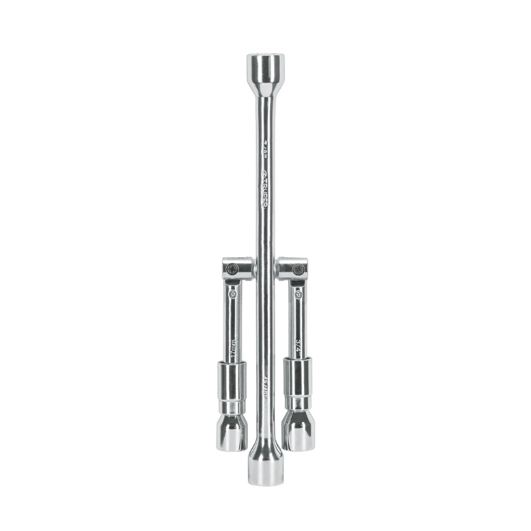 Llave de cruz 14″ plegable pulida y cromada, Truper
